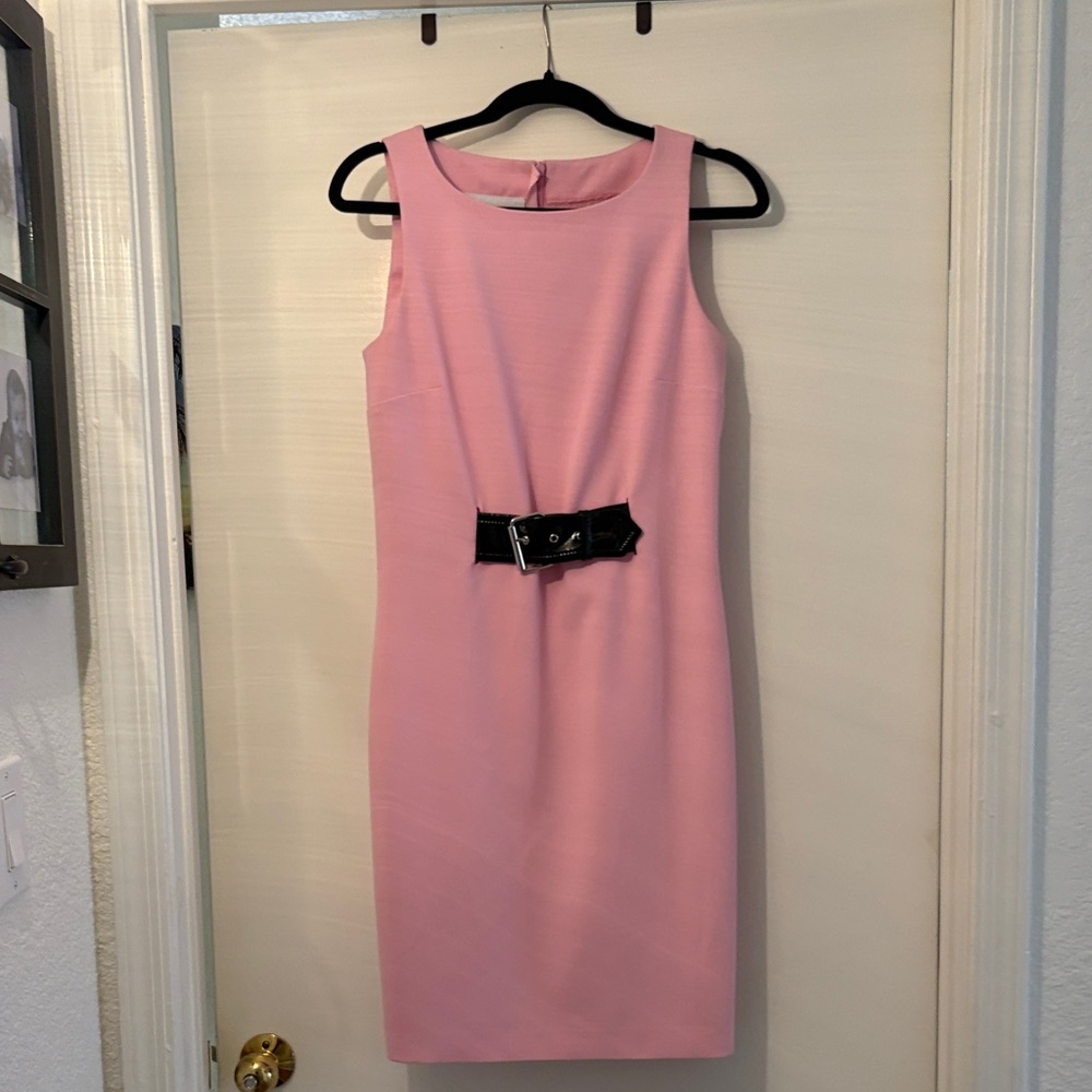 Moschino Pink Midi Dress with Black Belt Detail